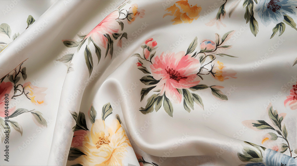 Silk fabric with floral design Silk fabric with floral design