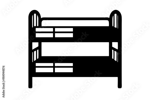 Accommodation bunk bed icon in black flat glyph, filled style isolated on white background