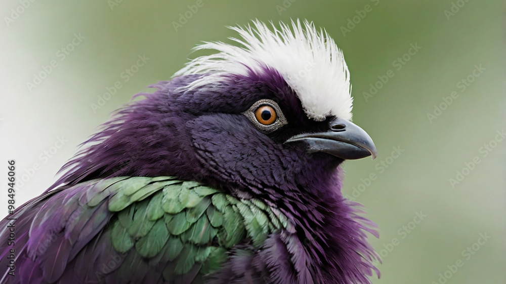 Fototapeta premium An image of a plump, round bird with an unusually large head and tiny, thin wings.