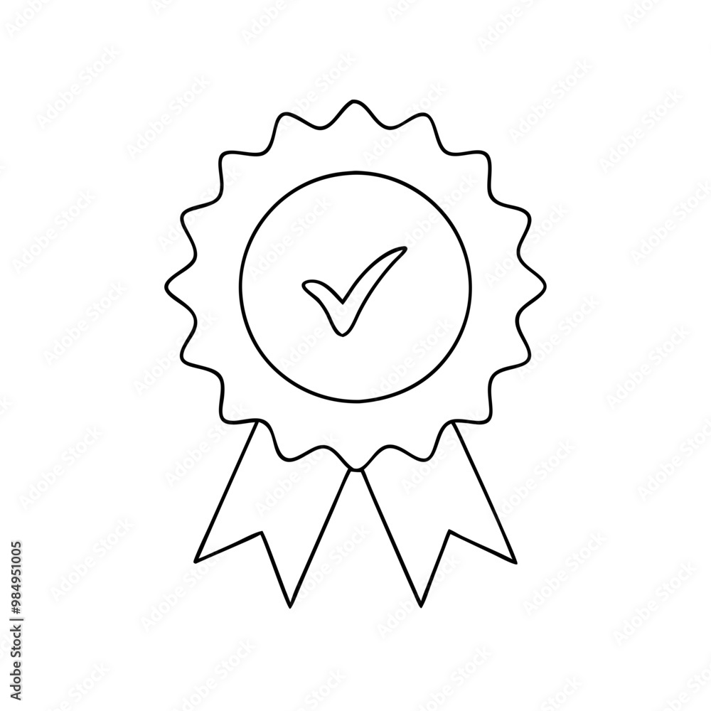 Black and white seal stamp with a check mark, symbolizing approval or certification Black and white seal stamp with a check mark, symbolizing approval or certification