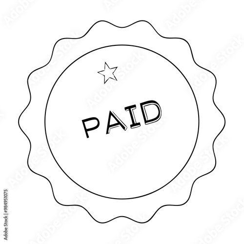 Black and white rubber stamp with the word "paid," representing a completed financial transaction