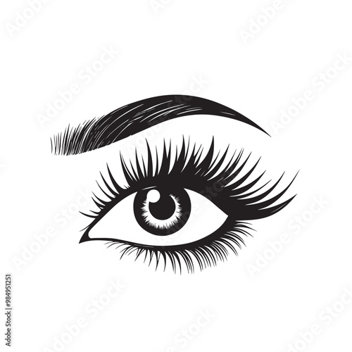 Woman's eye with long eyelash and eye brow 