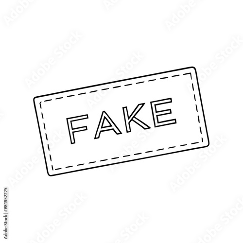 Black and white rubber stamp with the word "fake," symbolizing something counterfeit or fraudulent