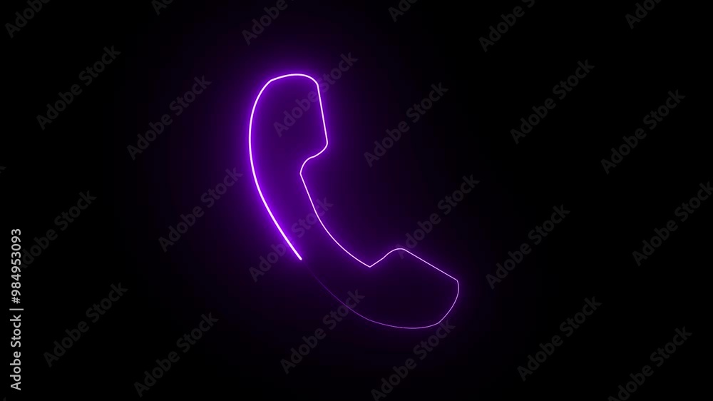 Calling icon animation by purple color neon on black background. Calling icon animation by purple color neon on black background.