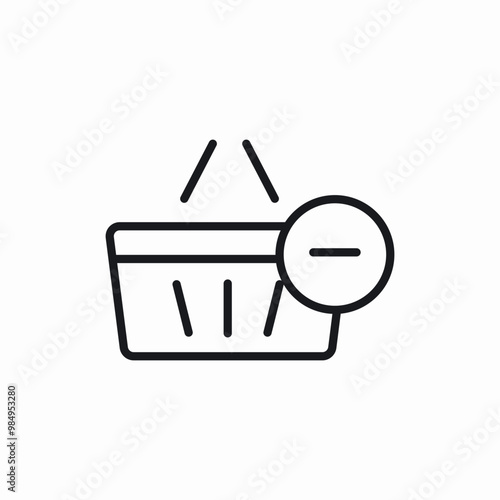 shopping basket minus remove icon sign vector