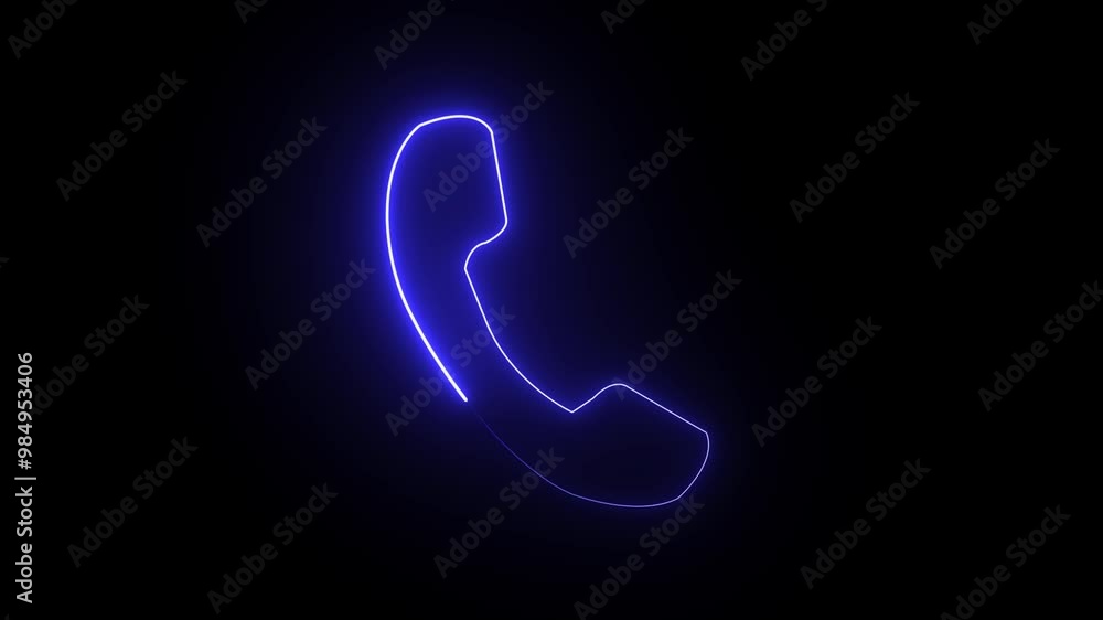Calling icon animation by blue color neon on black background. Calling icon animation by blue color neon on black background.