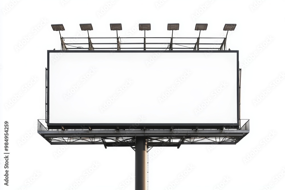 Obraz premium A massive empty billboard towers over the city landscape, awaiting new advertisements under bright daylight