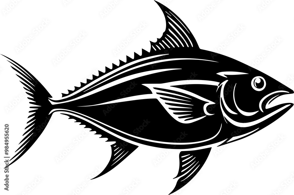 Tuna fish silhouette isolated on white background Tuna fish silhouette isolated on white background