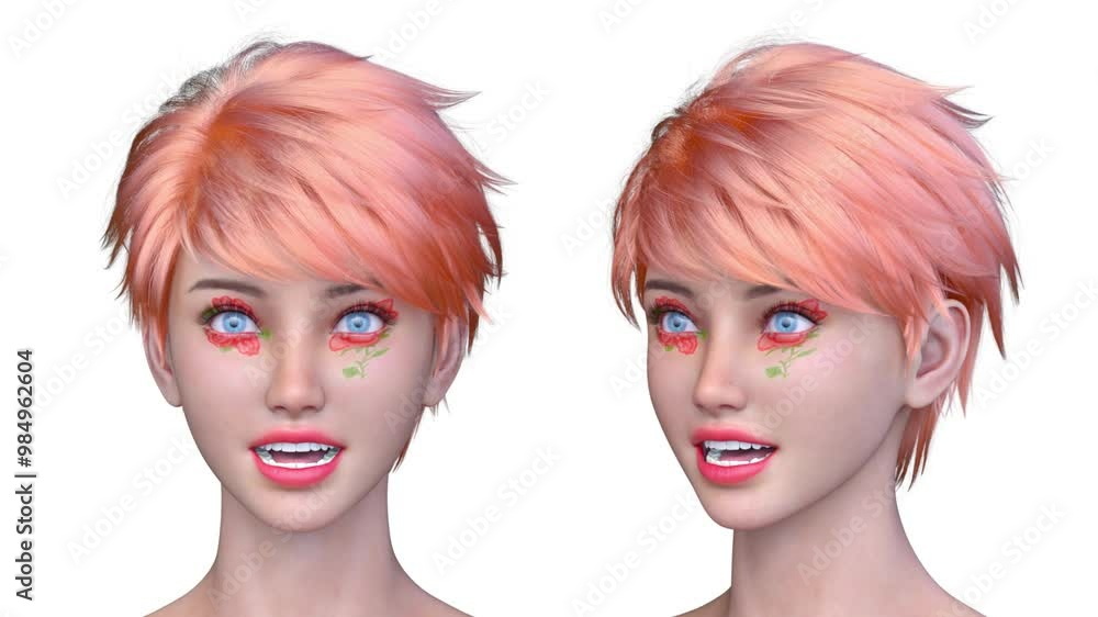 女性の顔アップ 3DCGレンダリング 女性の顔アップ 3DCGレンダリング
