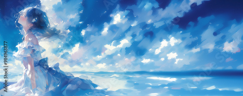 空を見上げる女の子