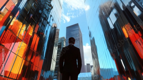 Business office in skyscrapers buildings