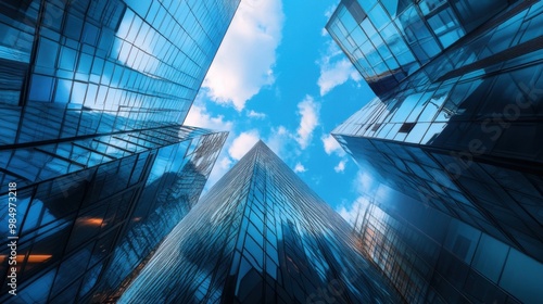 Business office in skyscrapers buildings