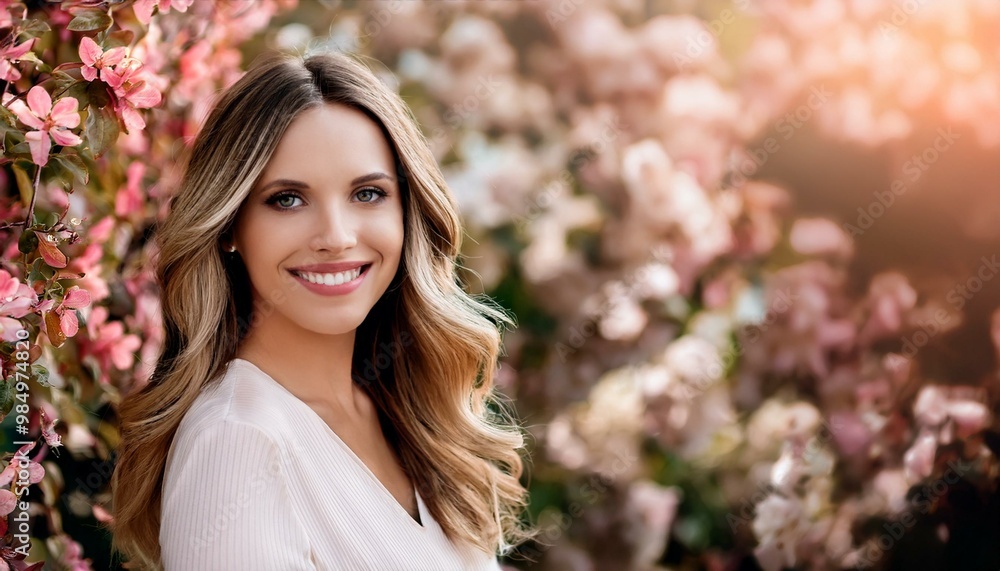 beautiful young woman floral background, AI generated beautiful young woman floral background, AI generated