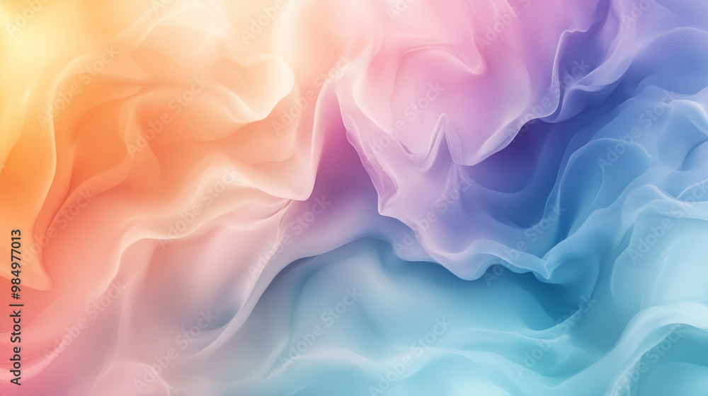 Abstract Gradient Wavy Flowing Colors In Pastel Peach Blue And Lavender Digital Art Abstract Gradient Wavy Flowing Colors In Pastel Peach Blue And Lavender Digital Art