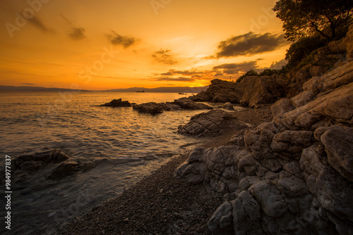 Fototapeta Naklejka Na Ścianę i Meble -  Croatia, Europe, Adriatic sea, scenic nature view, perfect sunset summer scene