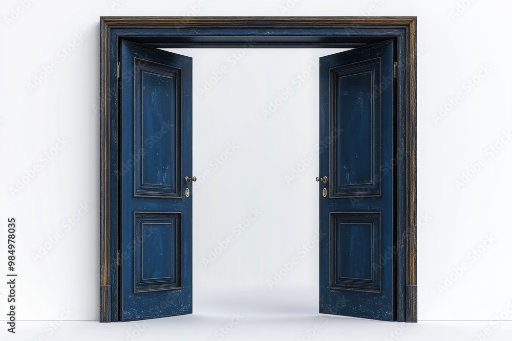 Fototapeta premium Design concept of open and closed home door elements isolated on transparent png background.