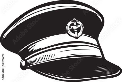 sailor captain hat silhouette vector