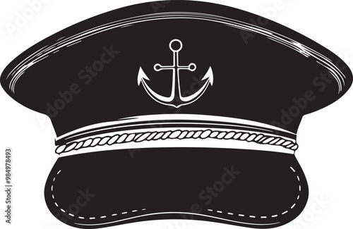 sailor captain hat silhouette vector