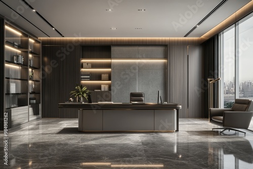 Wallpaper Mural Modern CEO Office Interior Design with Panoramic City View Torontodigital.ca