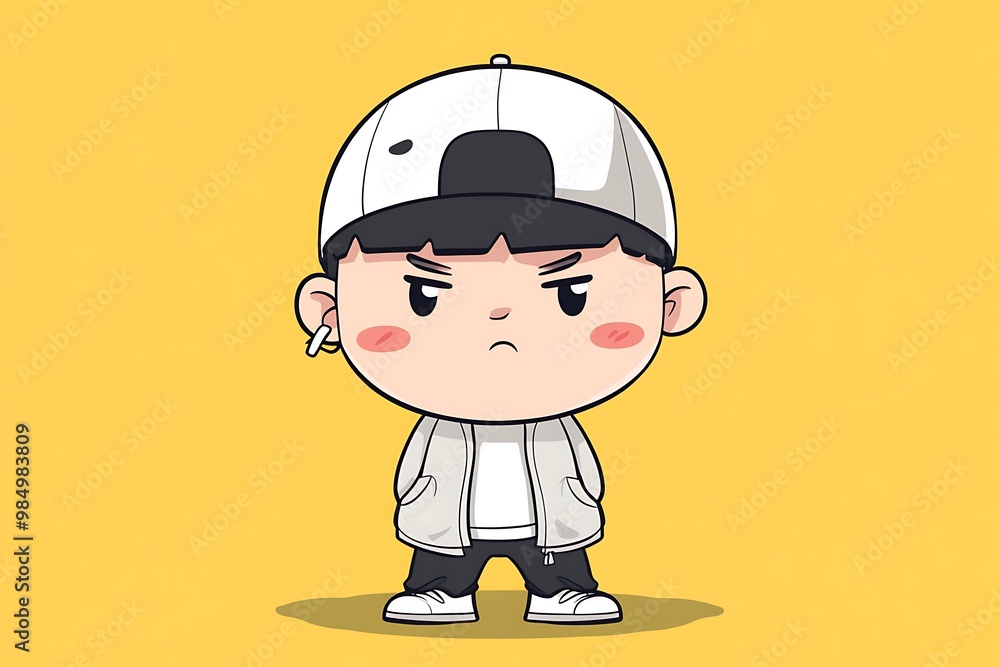 Cute Cartoon Boy with Angry Expression Cute Cartoon Boy with Angry Expression