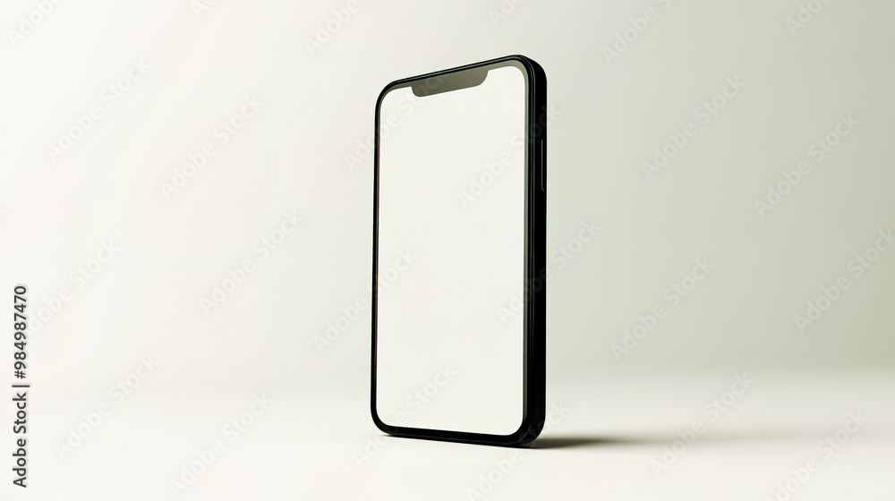 The phone's screen is completely white, set against an all-white background. The phone's screen is completely white, set against an all-white background.