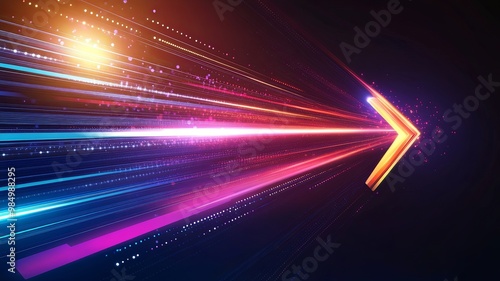 Abstract modern hight speed light arrow line technology effect. Modern abstract high speed motion. Colorful dynamic motion on a dark background. 