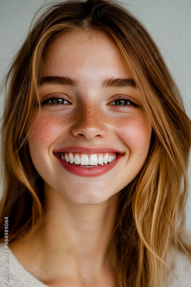 Well-groomed girl with beautiful teeth smiling at the camera. Well-groomed girl with beautiful teeth smiling at the camera.