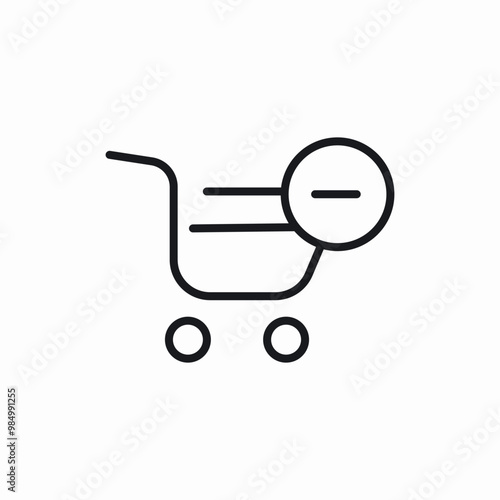shopping trolley minus remove icon sign vector