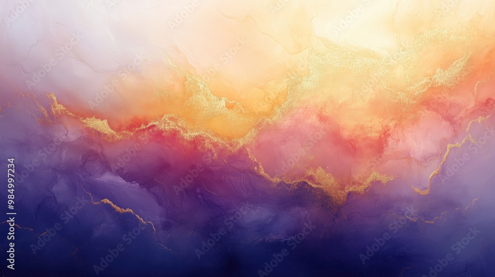 A tranquil blend of peach and lavender hues with golden accents creating a soothing atmosphere against a dark backdrop. Generative AI A tranquil blend of peach and lavender hues with golden accents creating a soothing atmosphere against a dark backdrop. Generative AI