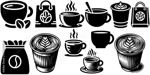 Coffee SVG, Espresso Svg, Coffee Cup SVG, Coffee Lovers Clipart, Coffee Mug, Espresso PNG, Coffee Bundle, Coffee Set, Cut File for Cricut, Svg, Png, Coffee Silhouette, Latte art SVG