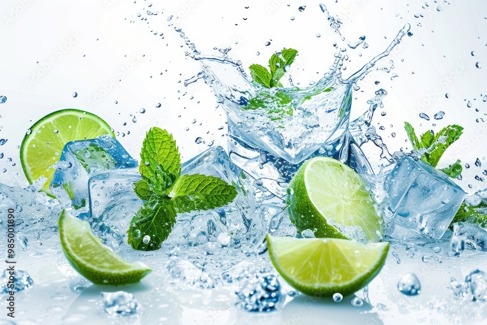 Refreshing Mojito ingredients on white background. Refreshing Mojito ingredients on white background.