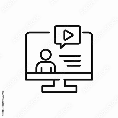 online meeting computer icon sign vector
