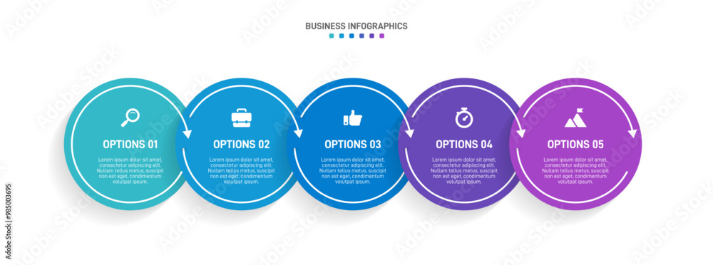 5 Step Progression Rrows Horizontal progress bar featuring 5 arrow-shaped elements, symbolizing ...