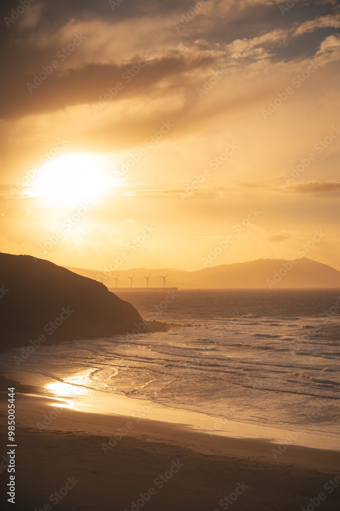 sunset at the beach in the basque country sunset at the beach in the basque country