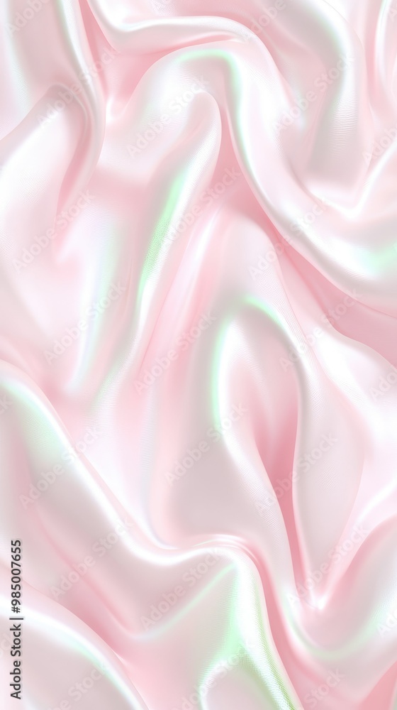Fototapeta premium Pink silk fabric flowing and forming elegant waves. Vertical Wallpaper