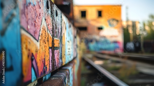 Vibrant Graffiti in an Urban Area with Selective Focus and Copy Space for Dynamic Creative Use photo