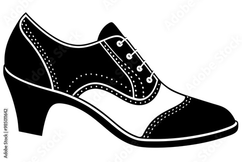 Women's slipper. Silhouette shoe girl on white background. Symbol elegance, sexy, style, fashion. Vintage and modern form. Isolated graphic design print. Flat vector image. Vector illustration