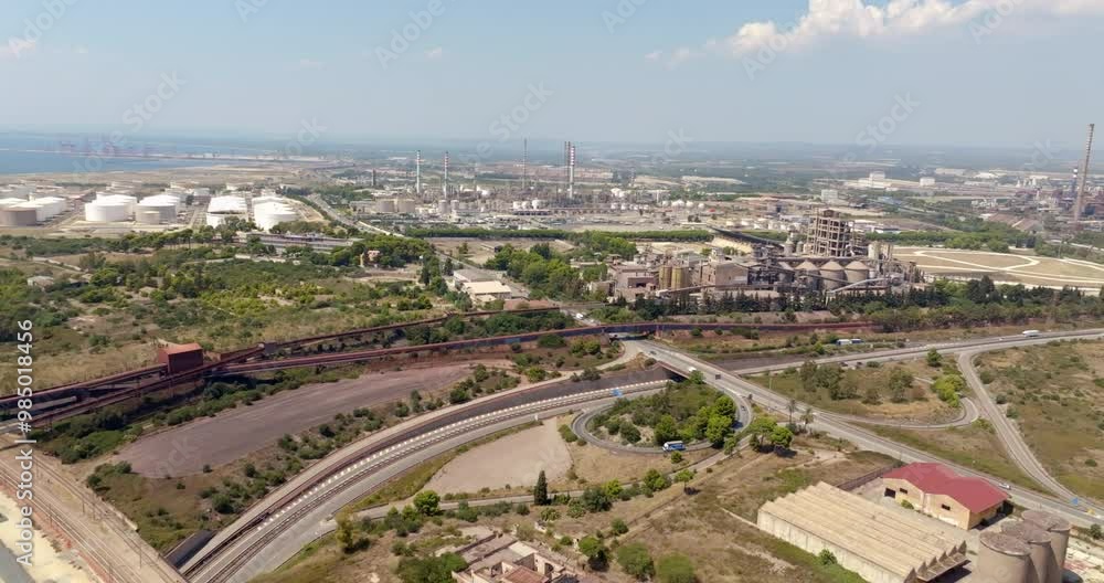 Aerial view of Taranto Steelworks, Italy. The ILVA plant in Taranto is an industrial complex located in the Tamburi district. Aerial view of Taranto Steelworks, Italy. The ILVA plant in Taranto is an industrial complex located in the Tamburi district.