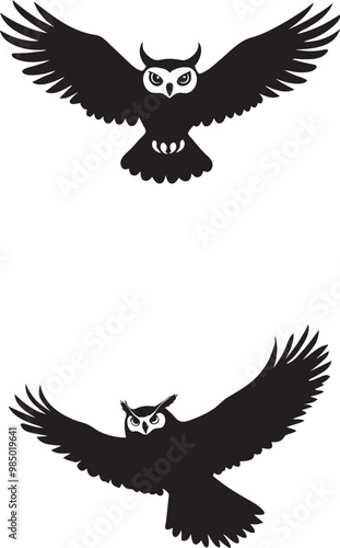 owl flying silhouette graphic vector 
