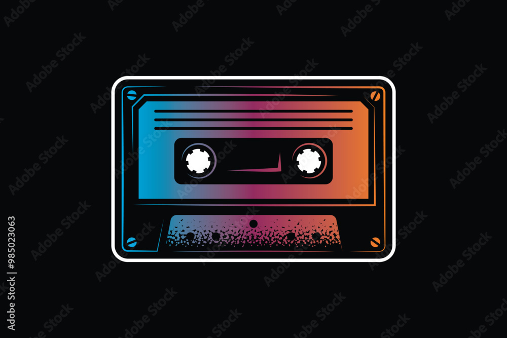 Fototapeta premium Audio cassette. Original vector illustration in vintage style. T-shirt design.