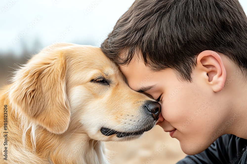A dog and a person nose-to-nose, sharing a moment of pure love and connection A dog and a person nose-to-nose, sharing a moment of pure love and connection