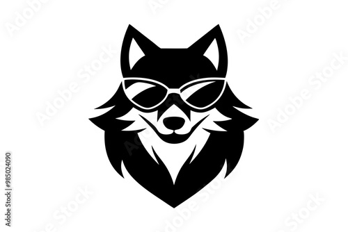 Wolf wearing sunglasses isolated vector illustration