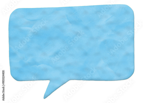 Speech bubble textured in light blue with a clay-like appearance