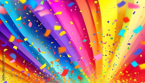 Festive Vibrant Confetti Background Illustration for Celebrations with Blurred Rainbow Gradient Colors