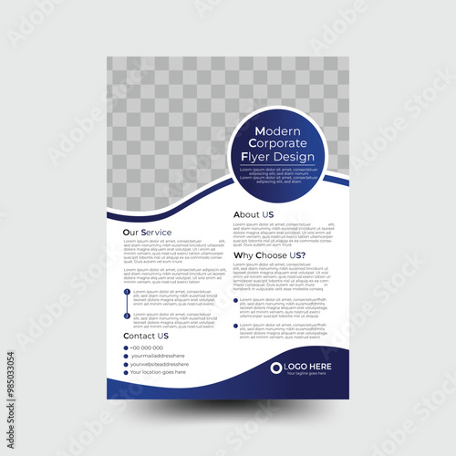 A4 format flyer design or Corporate business brochure design, modern business flyer template
