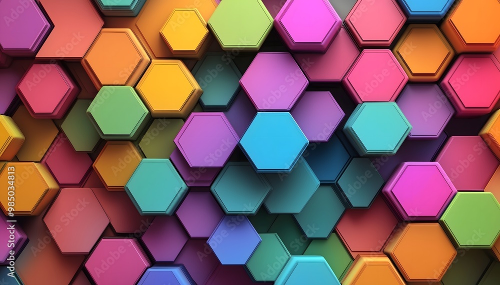 A seamless background of vibrant multicolored hexagons A seamless background of vibrant multicolored hexagons