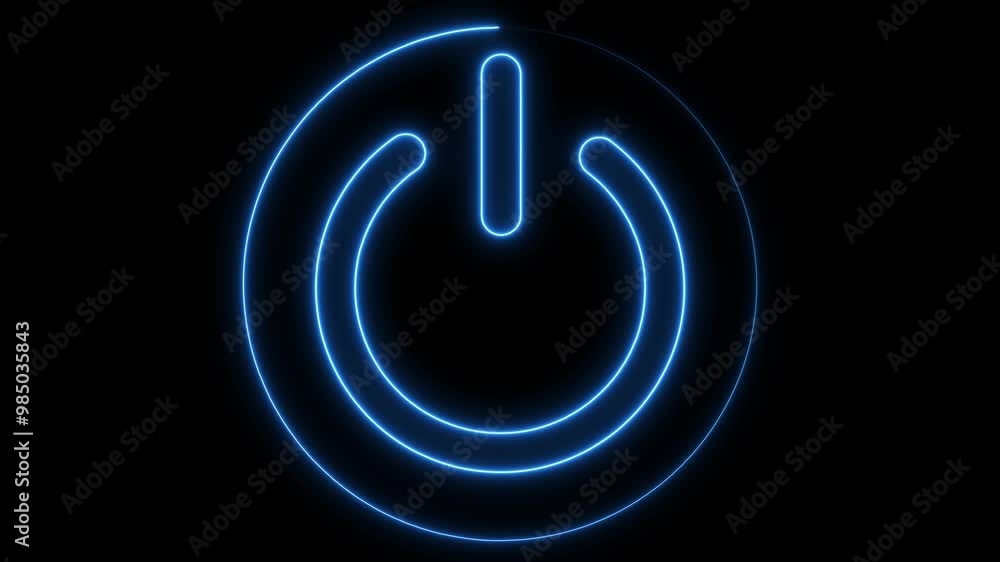 Neon glowing power button icon animated on a black background ,The appearance of neon symbol power off ,alpha channel Premultiplied Neon glowing power button icon animated on a black background ,The appearance of neon symbol power off ,alpha channel Premultiplied