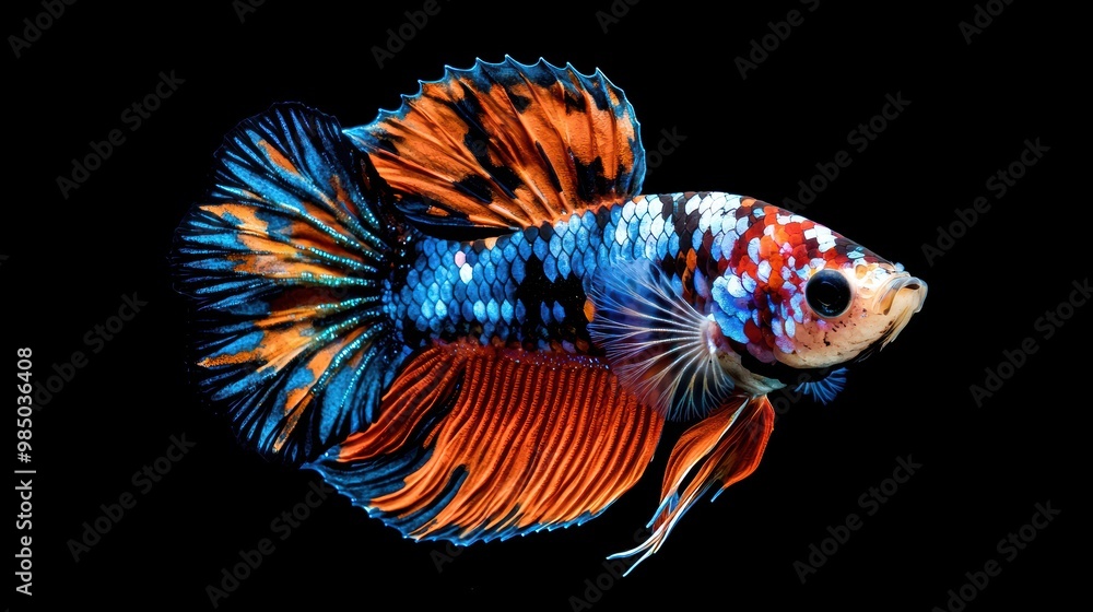 Fototapeta premium Colorful Betta Fish on Black Background