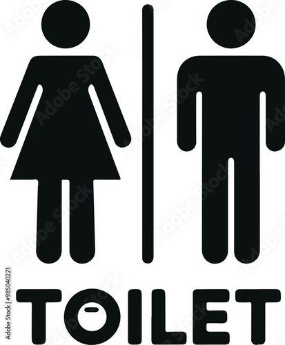 Monochrome Cosmonaut Men And Women Restroom Logo Icon For Emblems, Badges And Levels Vector Illustration