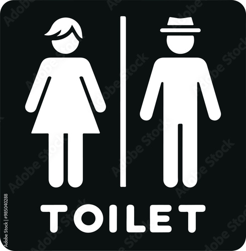Monochrome Cosmonaut Men And Women Restroom Logo Icon For Emblems, Badges And Levels Vector Illustration